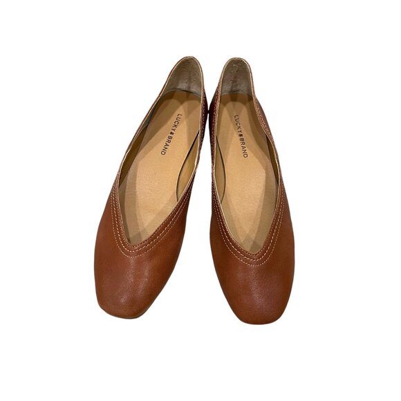 Lucky Brand Alba Flats Shoes Size 7.5 Leather Brown - Picture 6 of 9